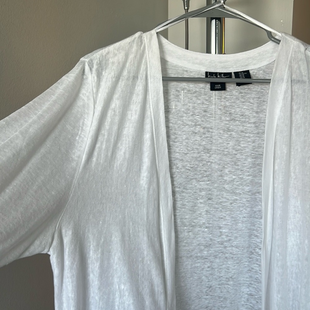 Nicole Miller white linen cardigan